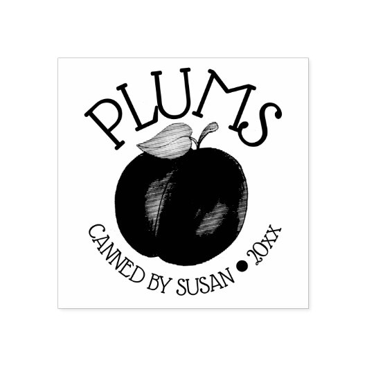 缶詰にした夏の熟した紫梅梅 ラバースタンプ (インプリント)