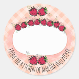 缶詰の台所から出るイチゴの果実 ラウンドシール