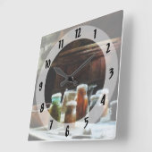 缶詰の野菜カラフル瓶 スクエア壁時計 (傾斜)