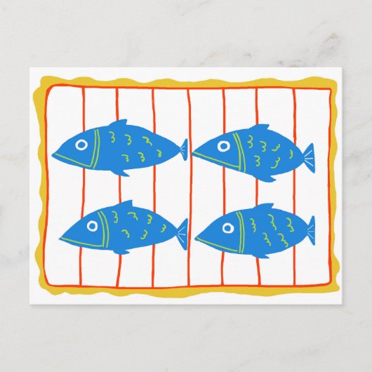 缶詰の魚の絵はがき ポストカード (正面)