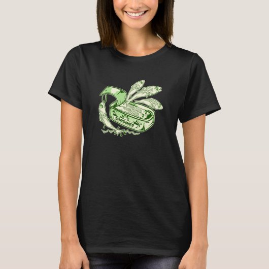缶詰めのイワシ 缶詰の魚 Tシャツ (正面)