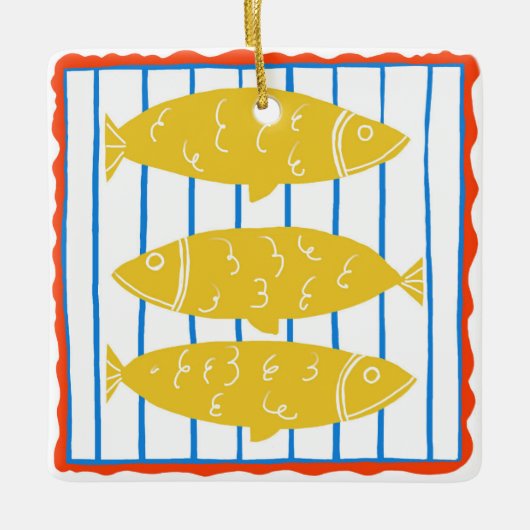 缶詰めの魚のオーナメント セラミックオーナメント (正面)