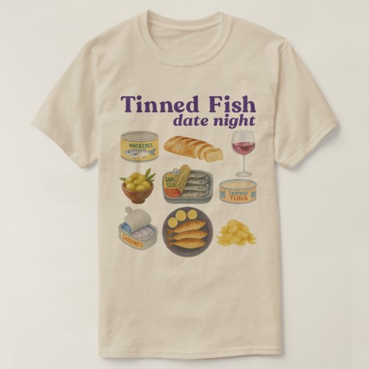 缶詰めの魚のデートの夜ベイビー , 缶詰めの魚 , サーディン Tシャツ (デザイン正面)