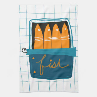 缶詰めの魚 キッチンタオル