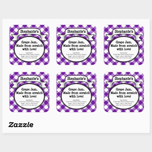 缶詰パーソナライズされたグレープゼリー/ジャム瓶ラベル スクエアシール (シート)