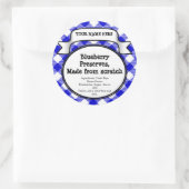 缶詰パーソナライズされた/蓋付きラベル、ブルーギンガム ラウンドシール (バッグ)