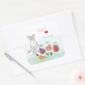 缶詰フルーツの入ったメイソンジャーを持つ気品ある猫 ステッカー (封筒)