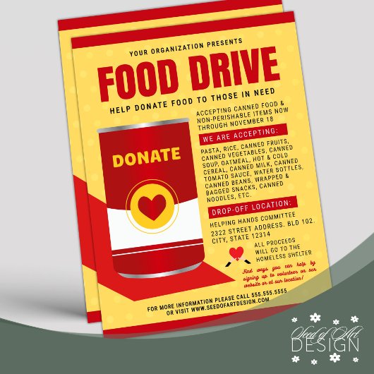 缶詰フードドライブチャリティーファンドレイザーフライヤー チラシ