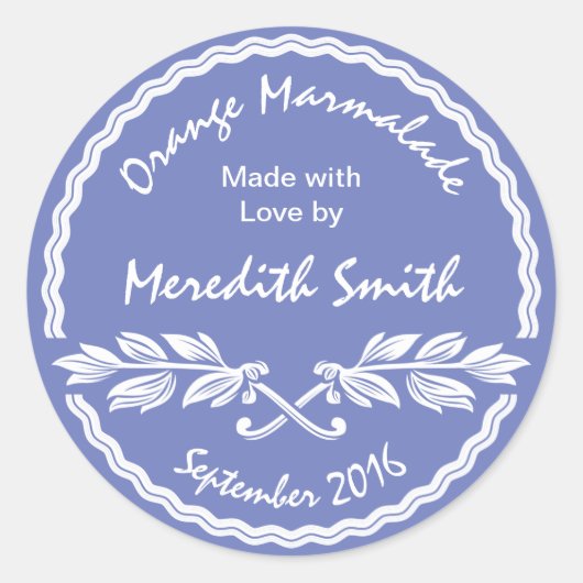 缶詰ラベルピンクと白クラシックのジャム/ゼリー ラウンドシール (正面)