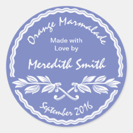 缶詰ラベルピンクと白クラシックのジャム/ゼリー ラウンドシール