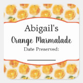 缶詰ラベル オレンジの果物 スクエアシール (正面)