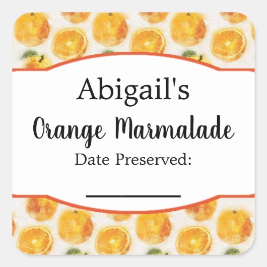 缶詰ラベル オレンジの果物 スクエアシール (正面)