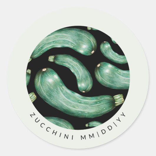 缶詰ラベル | 日付 | ズッキーニ柄 ラウンドシール (正面)