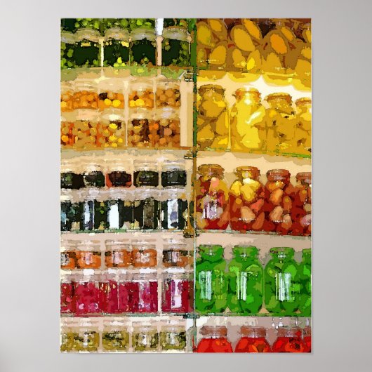 缶詰食品保存水彩画ポスター ポスター (正面)