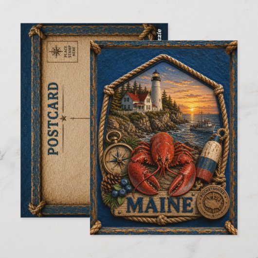 缶 Maine ヴィンテージ トラベル ポストカード (正面/裏面)