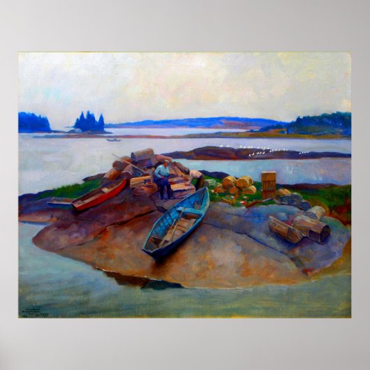 罠を修理するマルティンズビルMaine N. C. Wyeth 1934 ポスター (正面)