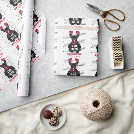 罪おもしろい傷愛犬バレンタインデー ラッピングペーパー (クラフト)