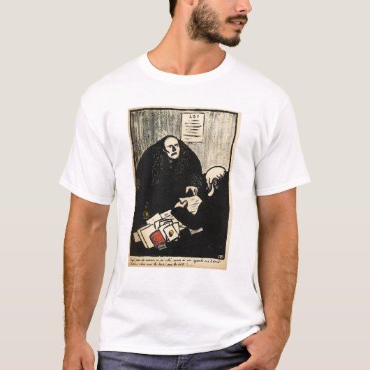 罪がある容疑者は質問を上げることを試みます Tシャツ (正面)