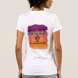 罪が支配する場所に十字架の夕日スクリプト Tシャツ