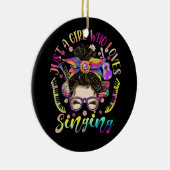 罪のために乱雑なヘアパンを歌うのが大好きな女の子 セラミックオーナメント (右)