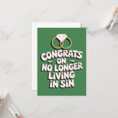 罪の中に生きないおめでとうおもしろい結婚 カード (正面/裏面インサイチュ)