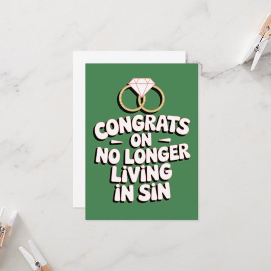 罪の中に生きないおめでとうおもしろい結婚 カード (正面/裏面インサイチュ)