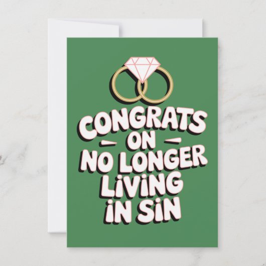 罪の中に生きないおめでとうおもしろい結婚 カード (正面)