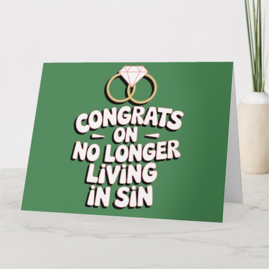 罪の中に生きないおめでとうおもしろい結婚 カード (正面)