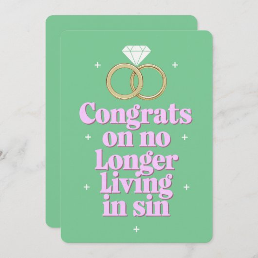 罪の中に生きないおめでとうおもしろい結婚 招待状 (正面/裏面)