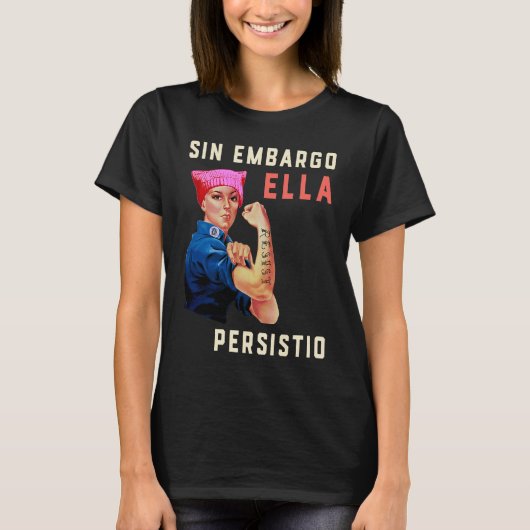 罪の禁輸措置エラPersisttio Rosie the Riveter Femin Tシャツ (正面)