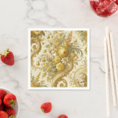罪の金ゴールド – バロックフローラ枕 スタンダードカクテルナプキン (インサイチュ)
