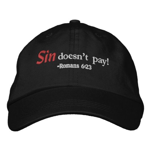 罪は聖書を支払わないカスタマイズ引用文 刺繍入りキャップ (正面)