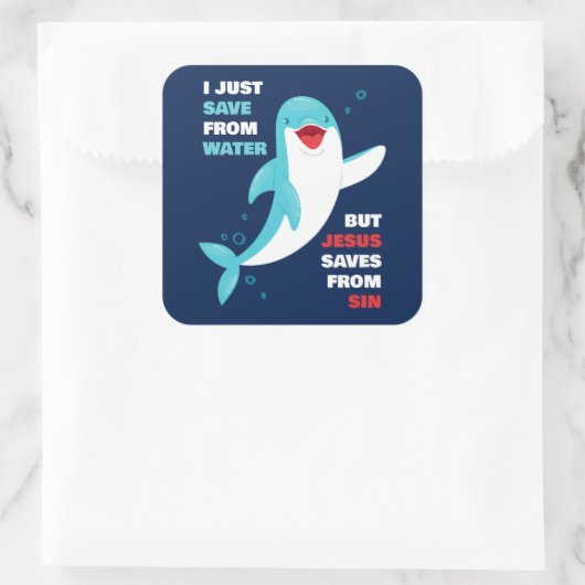 罪クリスチャン救からのイルカ信仰の子供たち スクエアシール (バッグ)