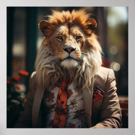 罪ボスライオンのスーツとネクタイ ポスター