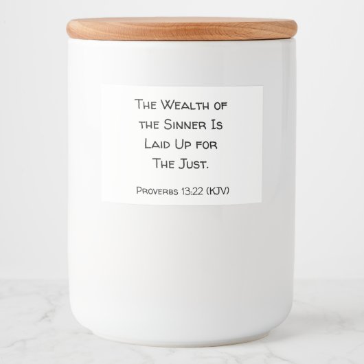 罪人の財力は正義のために蓄えてある。 フードラベル (正面)