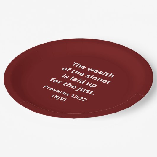 罪人の財力は正義のために蓄えてある。 ペーパープレート (アングル)