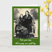 罪悪感の旅 – おもしろいヴィンテージ女性グリーティングカード カード (黄色い花)