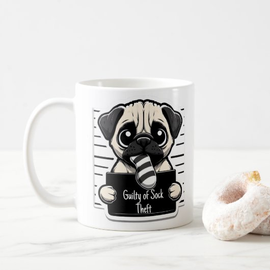 罪深い前足マグショット – Pug – コーヒーマグ コーヒーマグカップ (ドーナツ)