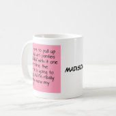 置かれた大きい女の子のパンティーの単語の名前をカスタムするを飾って下さい コーヒーマグカップ (正面左)