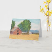 置かれるミニチュア納屋-古い納屋の挨拶状 カード (黄色い花)