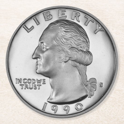 置かれる四分の一コースター ラウンドペーパーコースター (正面)