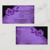 置かれる昔の紫色のバラの花柄 名刺 (正面/裏面)
