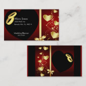 置かれる結婚式のハートの金リング 名刺 (正面/裏面)