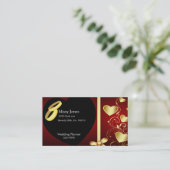 置かれる結婚式のハートの金リング 名刺 (スタンド正面)