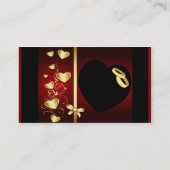 置かれる結婚式のハートの金リング 名刺 (裏面)
