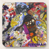 置かれるAlemshahの抽象的なコースター-アオカケス コースター (正面)