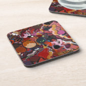 置かれるAlemshahの抽象的なコースター-フラミンゴ コースター (左側)