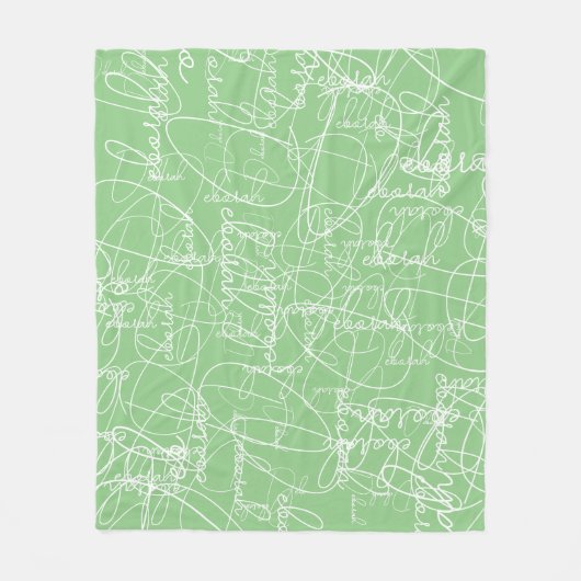 署モダン名セージの書風パターン フリースブランケット (正面)