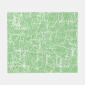 署モダン名セージの書風パターン フリースブランケット (正面(横))