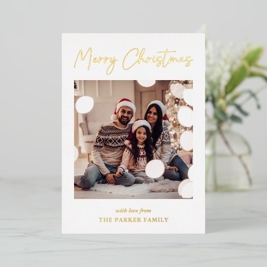 署モダン名 |ゴールドフォイルのスクリプトの数々の写真 箔シーズンカード (立ち正面)